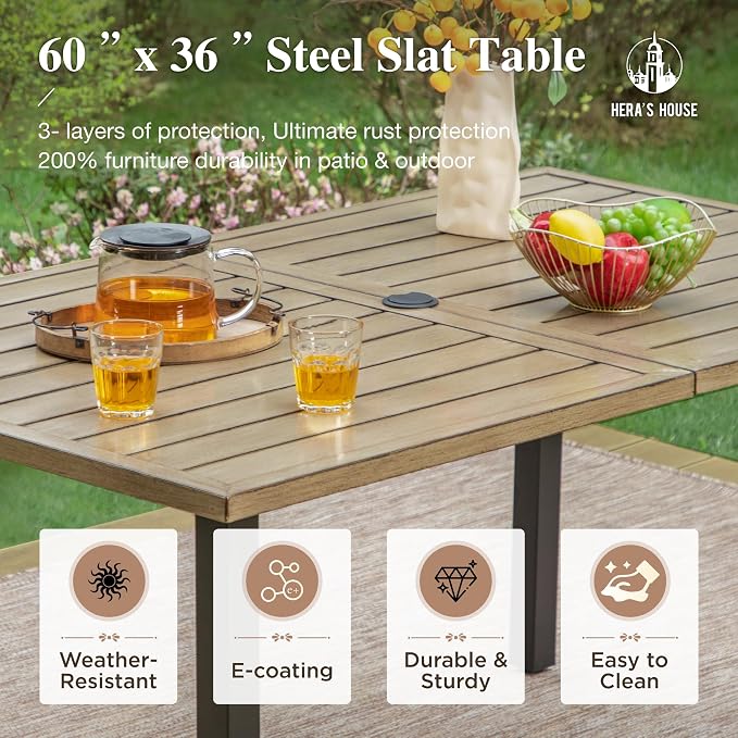 HERA'S HOUSE Patio Table and Chairs Set 7-Piece, Outdoor Dining Furniture Set - Image 8