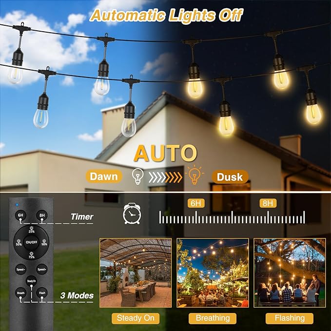 ZJOJO 60FT Solar String Lights Outdoor Waterproof, Solar Lights Outdoor - Image 6