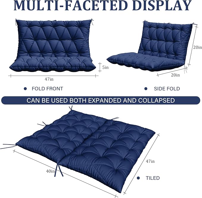 Porch Swing Cushion with Backrest, Waterproof Bench Cushion - Image 2