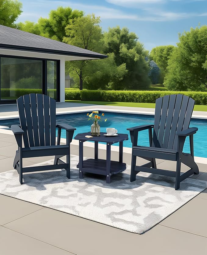 Outvita Adirondack Side Table, 24 Inch Square Outdoor End Table, HDPE Weather - Image 2