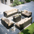 Aoxun Patio Furniture Set with Fire Pit Table, 12 Piece Outdoor Sectional Sofas by Aoxun