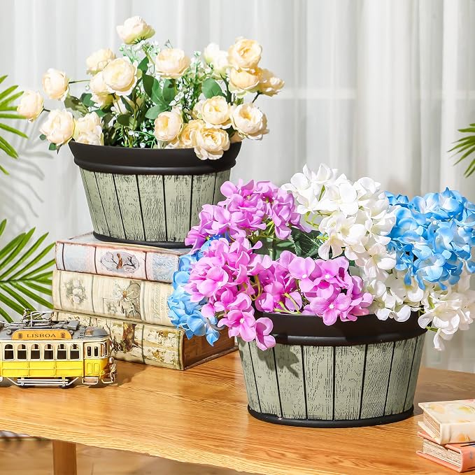Layhit 6 Pcs Wall Hanging Planters Outdoor Pot Planter Wine Barrel Planter - Image 6