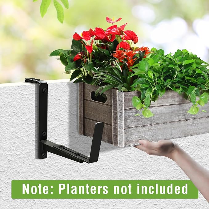 Window Box Brackets, Adjustable Hanging Railing Planter Box Brackets, Heavy - Image 6