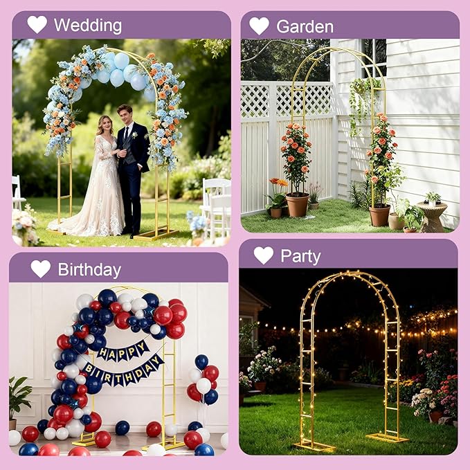 7.2FT Metal Garden Arch Trellis Arbor, Wedding Arch Stand - Image 6