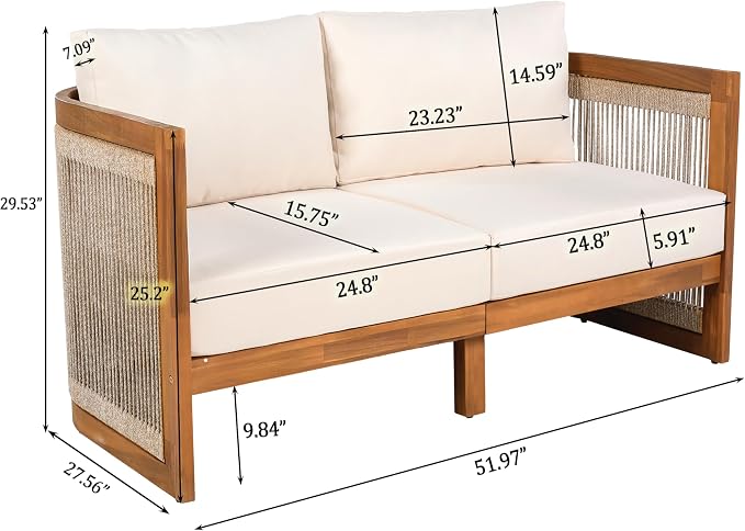 Merax 4-Piece Patio Premium Acacia Wood Outdoor Furniture Set, All Weather - Image 9