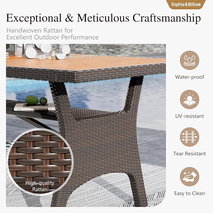 Sophia & William 9 Piece Patio Dining Set, Patio Table and Chairs Set Outdoor - Image 4