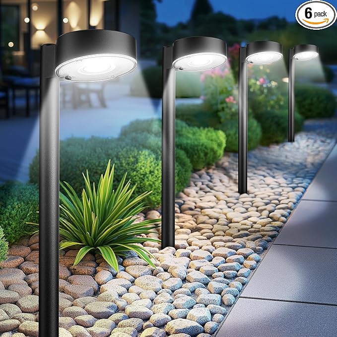 6 Pack Solar Pathway Lights Outdoor, 12 Brighter LED Solar Lights Outdoor by AHAORIGIN