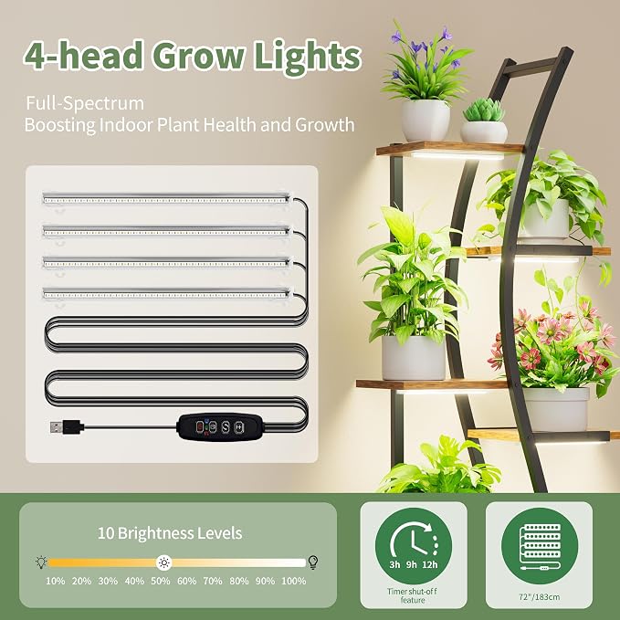 62“ Plant Stand Indoor with Grow Lights - Image 6
