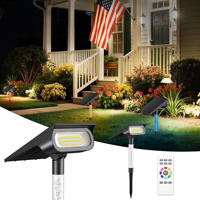 intelamp Solar Spot Light Outdoor Waterproof, 4000mAh RGB + 3 Color LED - Image 8