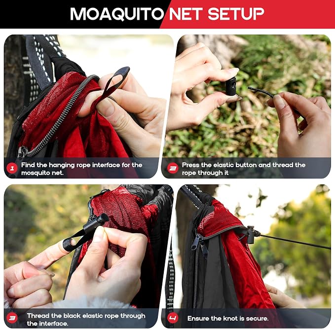 Camping Hammock Mosquito Net, Double & Single Portable Hammocks Hammocks - Image 4