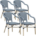 PURPLE LEAF Outdoor Dining Chair Set of 4 Hand-Woven Aluminum Rattan Chair by PURPLELEAF