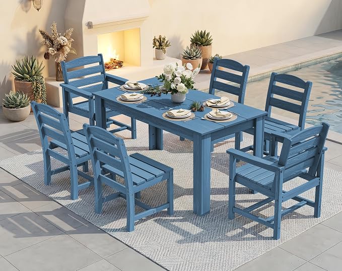 SERWALL Outdoor Dining Sets for 6, HDPE Dining Sets - Image 4