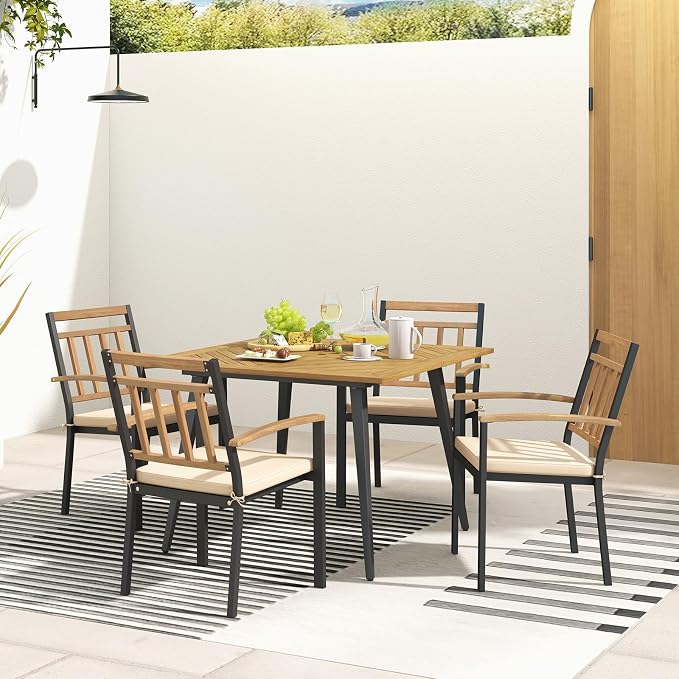 Tangkula 5 Pieces Patio Dining Set, Outdoor Dining Table and Chairs - Image 3