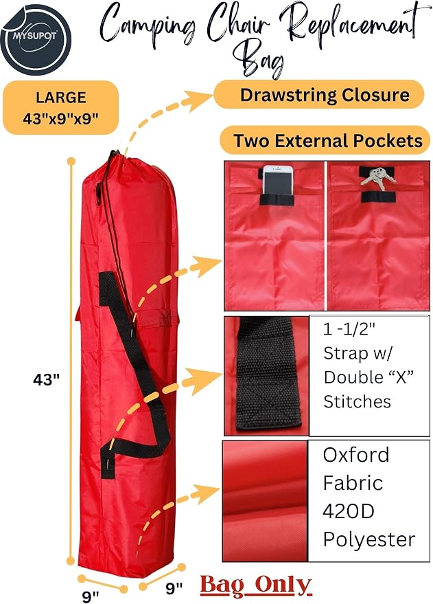 43"x9"x9" Replacement Bag for Folding Camping Chair, Camp Chairs, Yoga Mat - Image 3