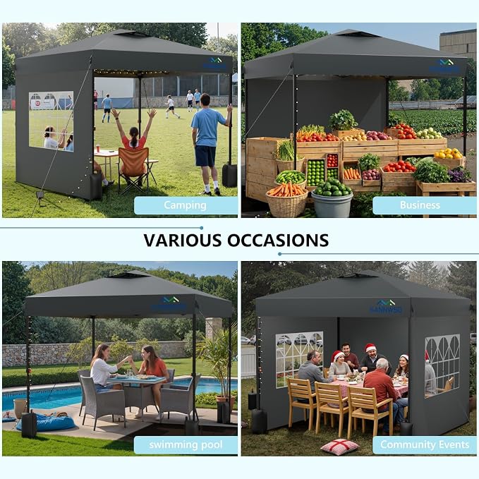10X10 Pop Up Canopy Tent with 3 Sidewalls, Easy Up Canopy, Commercial Instant - Image 9