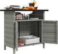 Outsunny Wicker Outdoor Storage Cabinet, Rattan Outdoor Bar Table by Outsunny
