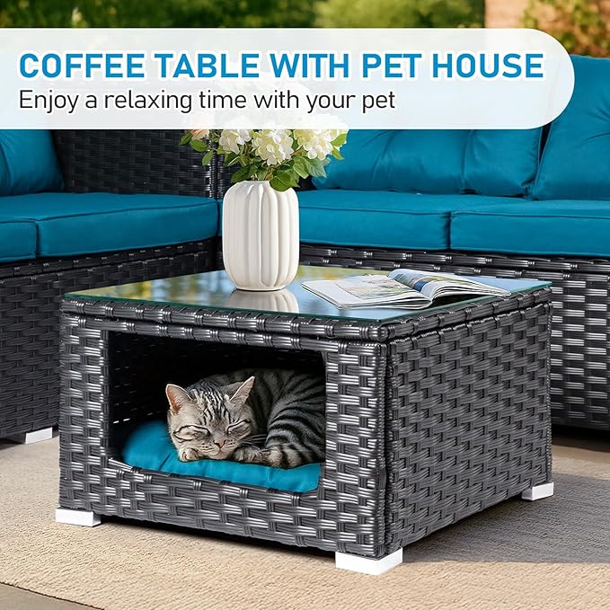 VINGLI 4 Pieces Outdoor Sectional Wicker Patio Furniture Set, Patio Sectional - Image 4