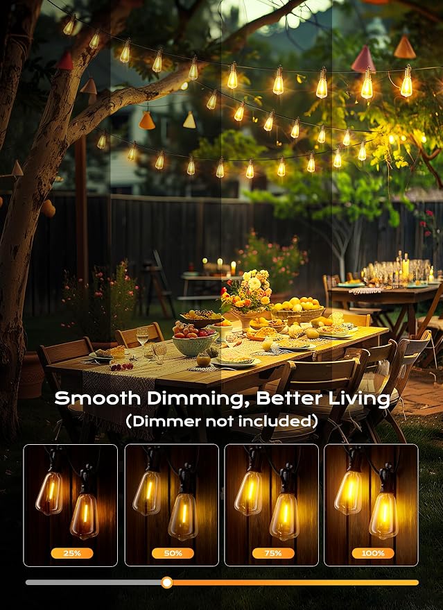 Brightown Outdoor String Lights, 180FT 60+2 LED ST38 LED Patio Lights - Image 4