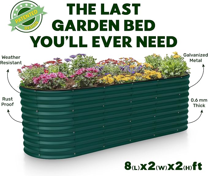 Plant & Plot Galvanized Raised Garden Beds Outdoor // 8×2×2 ft Planter Raised - Image 5