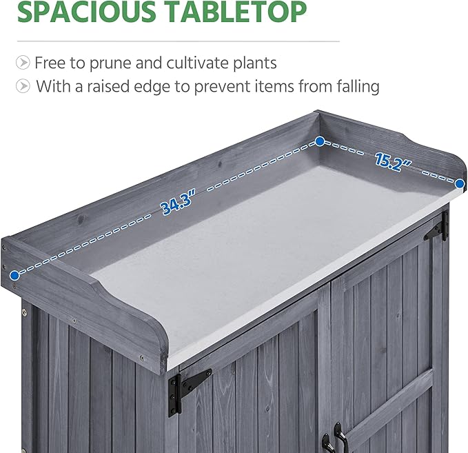 Yaheetech Garden Potting Bench Table, Outdoor Garden Horticultural Wooden - Image 9