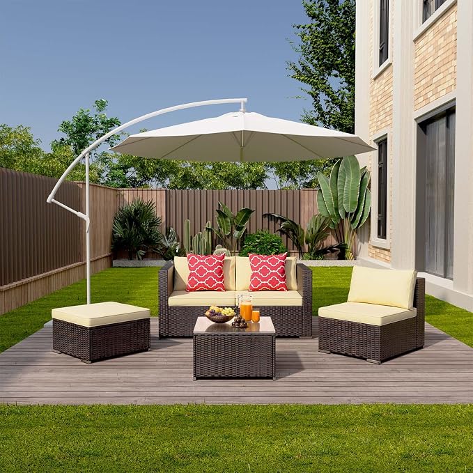 Aiho Patio Furniture Set All Weather Outdoor Sectional Patio Sofa Set - Image 5