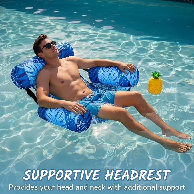 2 Pack Inflatable Pool Float for Adult Adjustable Hammock Float Chair Fabric - Image 5