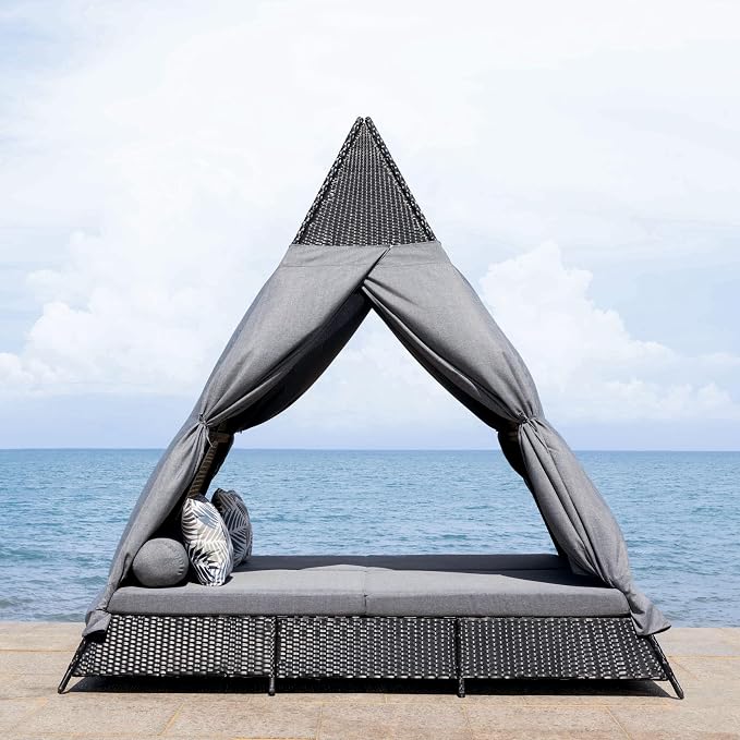 SAFAVIEH Outdoor Collection Bogo Black/Grey Daybed - Image 3