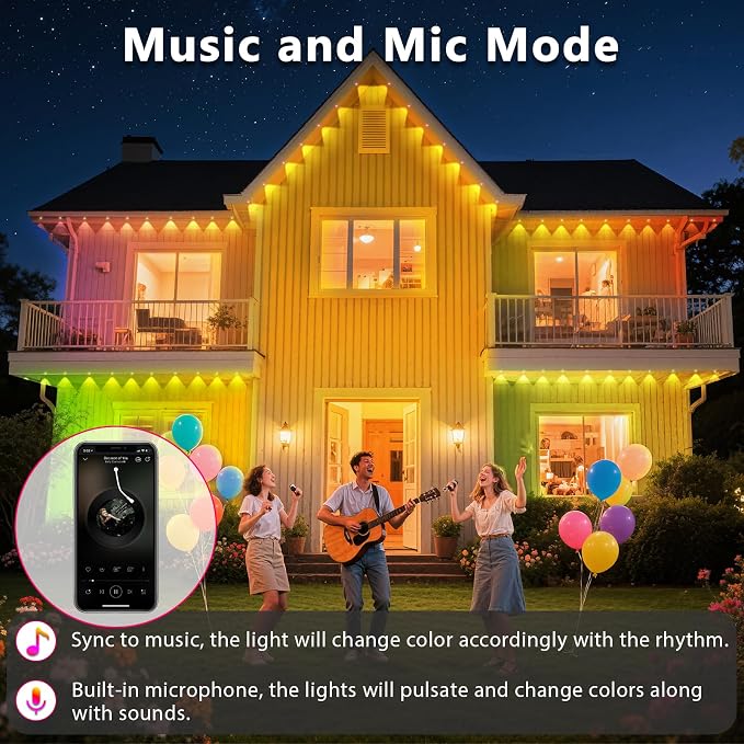 500FT Permanent Outdoor RGB Lights, IP67 Waterproof Smart Eave Lighting - Image 6