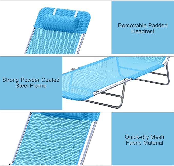 Outsunny Folding Chaise Lounge Pool Chairs, Outdoor Sun Tanning Chairs - Image 4