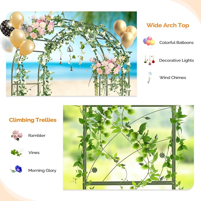 VINGLI Garden Arbor, Arch for Wedding Ceremony Party, Christmas Garden Decor - Image 4
