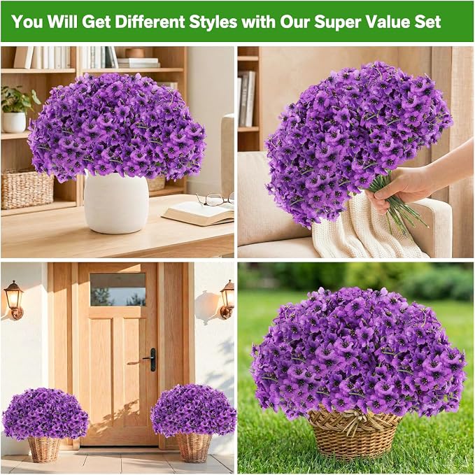 60 Pack Artificial Flowers for Outdoor Indoor Fake Plants, Faux Silk Flowers - Image 3