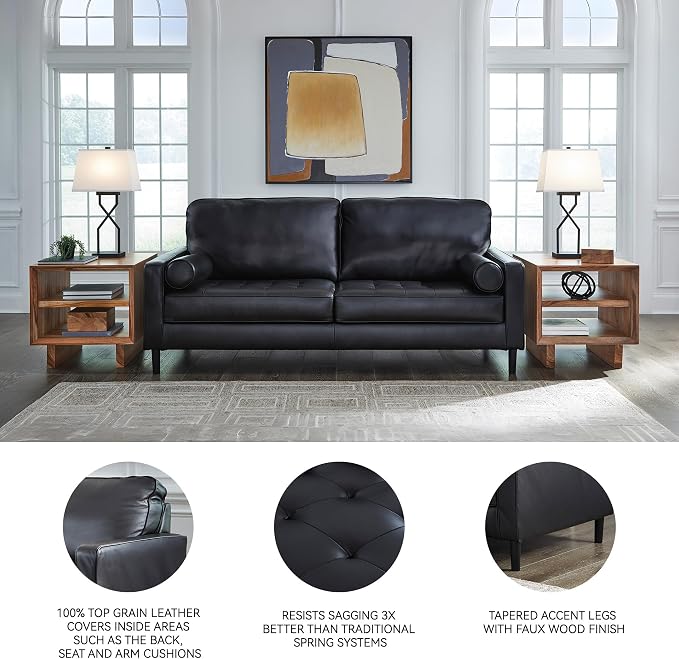 Signature Design by Ashley Bryceview Contemporary Leather Match Tufted Sofa - Image 4
