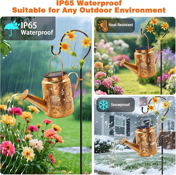 Solar Lanterns Outdoor, Sunflower Watering Can lights, Waterproof Hanging - Image 6