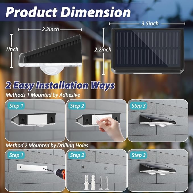Solar Lights Outdoor Waterproof 4-Pack, Backyard LED Fence Lighting Outside - Image 5