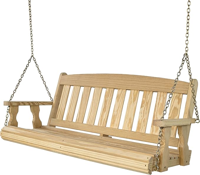 Amish Casual Heavy Duty Mission Treated Porch Swing, Unfinished, 8Ft Chains by AmishCasual