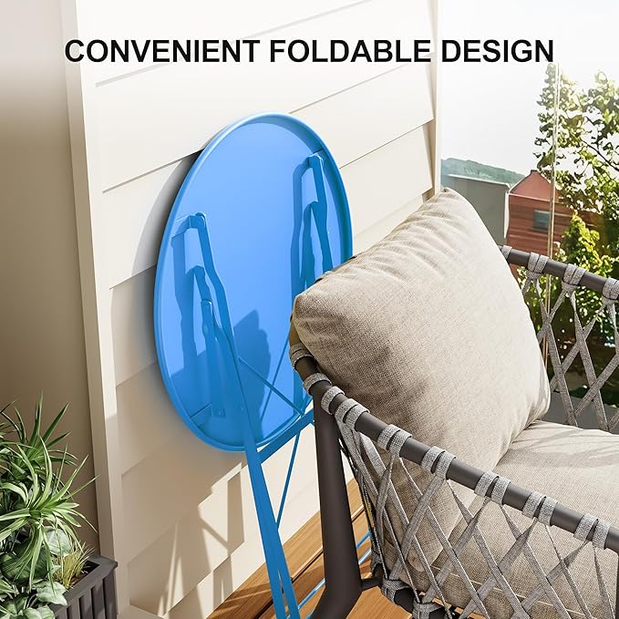 GarveeLife 3-Piece Folding Bistro Set, Foldable Patio Furniture Set - Image 4