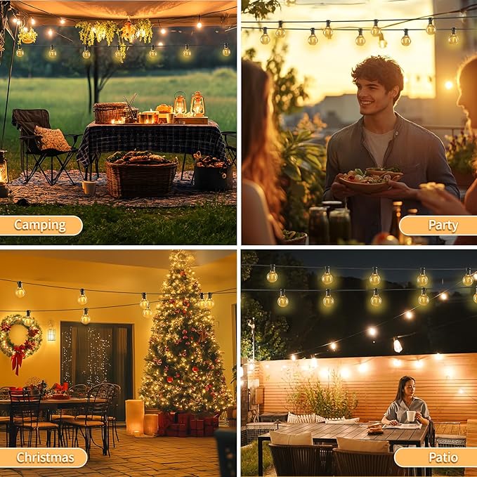 Outdoor String Lights with Remote, 50ft 25 Bulbs Low Voltage Patio Lights - Image 6