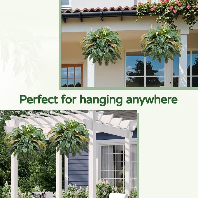 49” Artificial Ferns for Outdoors Planter, 128 Leaves per Fern, Large Lush Fake - Image 8