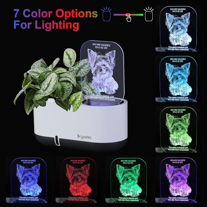 Self-Watering Plant Pot with LED Note Board & 7 Colors Pen, Led Acrylic Message - Image 8