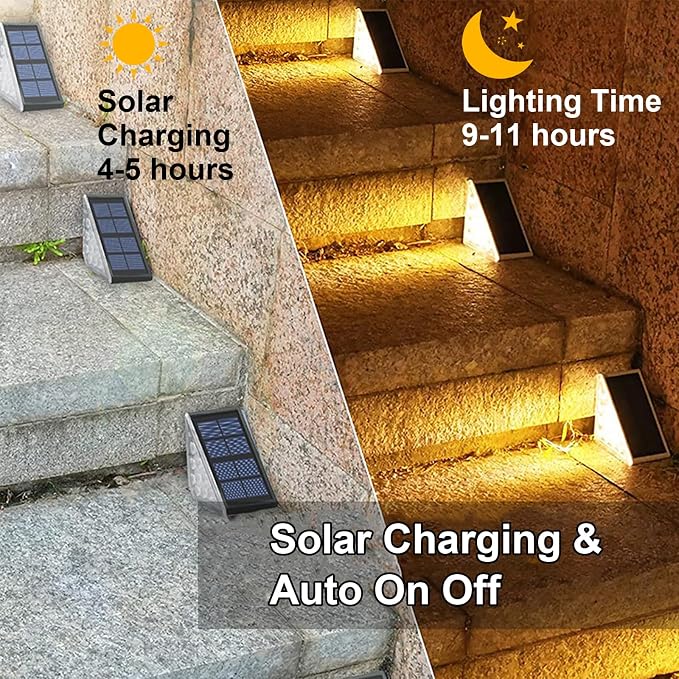 Solar Step Lights, Stair Fence Triangle Lights IP67 Outdoor Waterproof LED Deck - Image 5