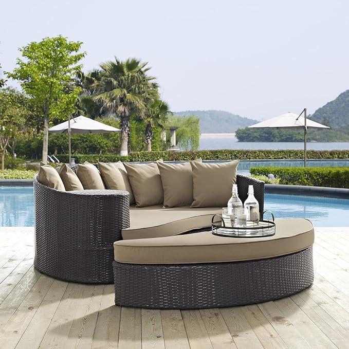 Modway Convene Wicker Rattan Outdoor Patio Poolside Sectional Sofa Daybed - Image 2