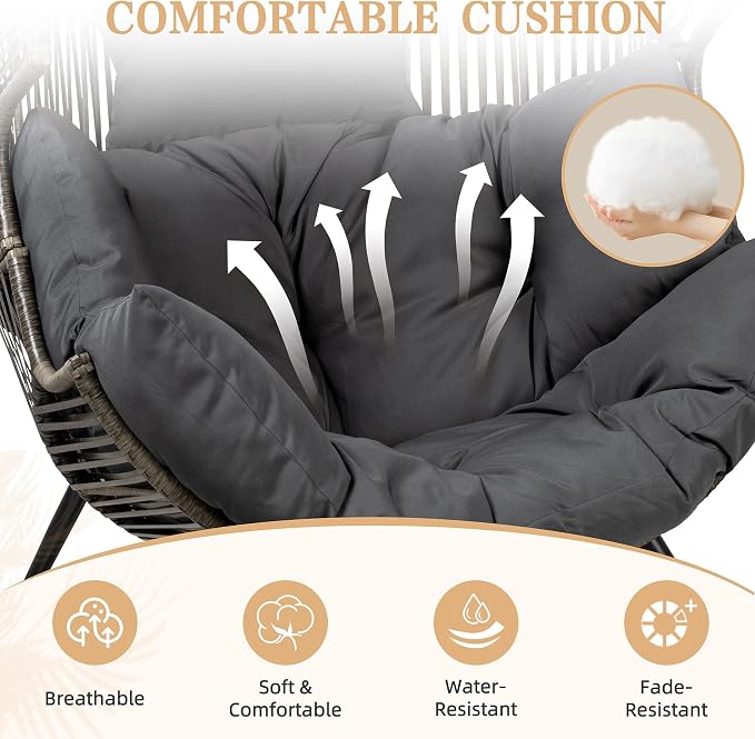 Vongrasig Outdoor Wicker Egg Chair PE Rattan Chair - Image 5