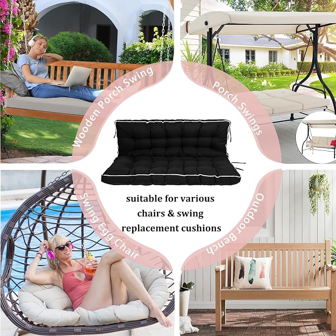 2-3 Seat Swing Replacement Cushion, Outdoor Bench Cushions - Image 7