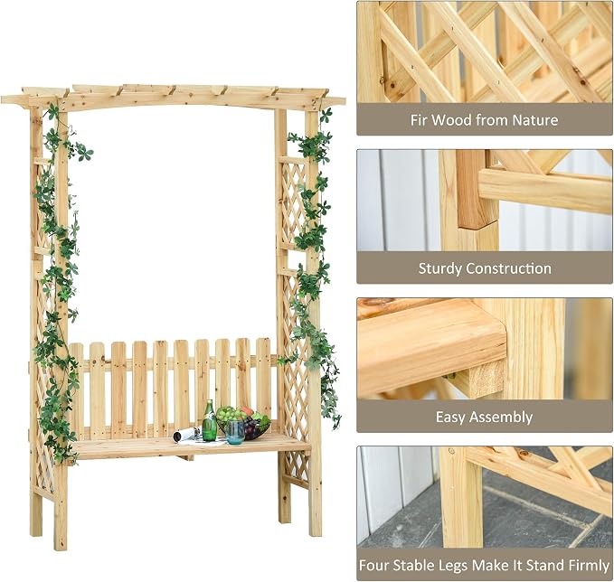 Outsunny Wooden Garden Arbor for Climbing Plants - Image 6