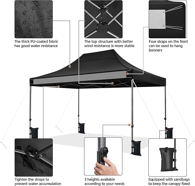 Yaheetech Heavy Duty Pop Up Canopy Tent, 10x15 Commercial Instant Shelter Tent - Image 5