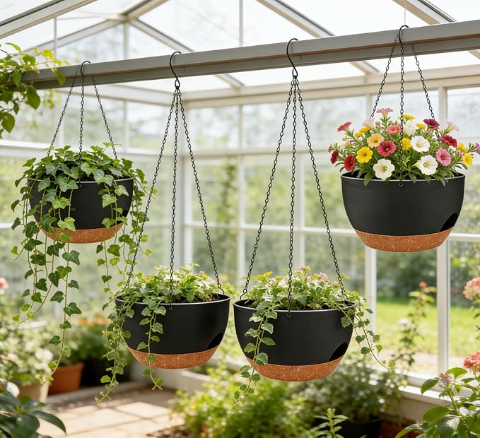 Set of 4-8 Inch Self Watering Hanging Planters - Image 6