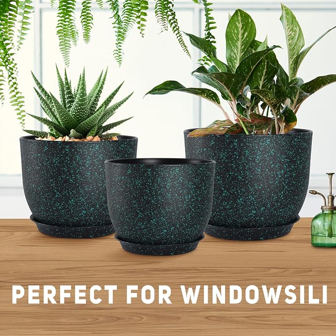 Plant Pots 10/9/8/7.5/7 inch Set of 5, Flower Pots - Image 5