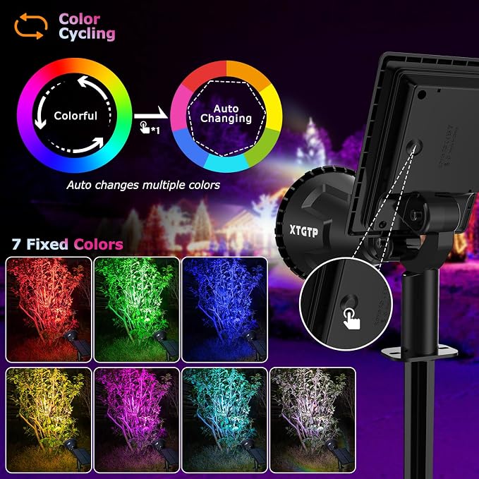 Color Changing Solar Spot Lights Outdoor, 21 LEDs Brightness Solar Pathway - Image 3