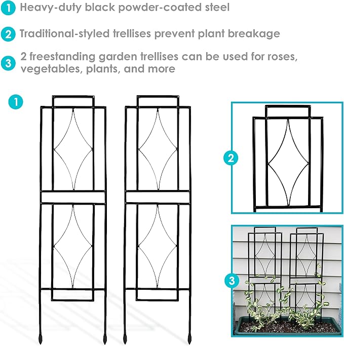 Sunnydaze 30-Inch Contemporary Metal Garden Trellis - Image 2