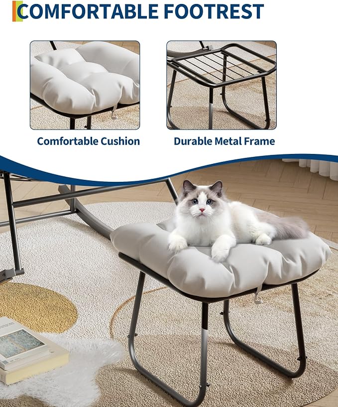 GarveeLife Outdoor Oversized Papasan Rocking Chair - Image 7